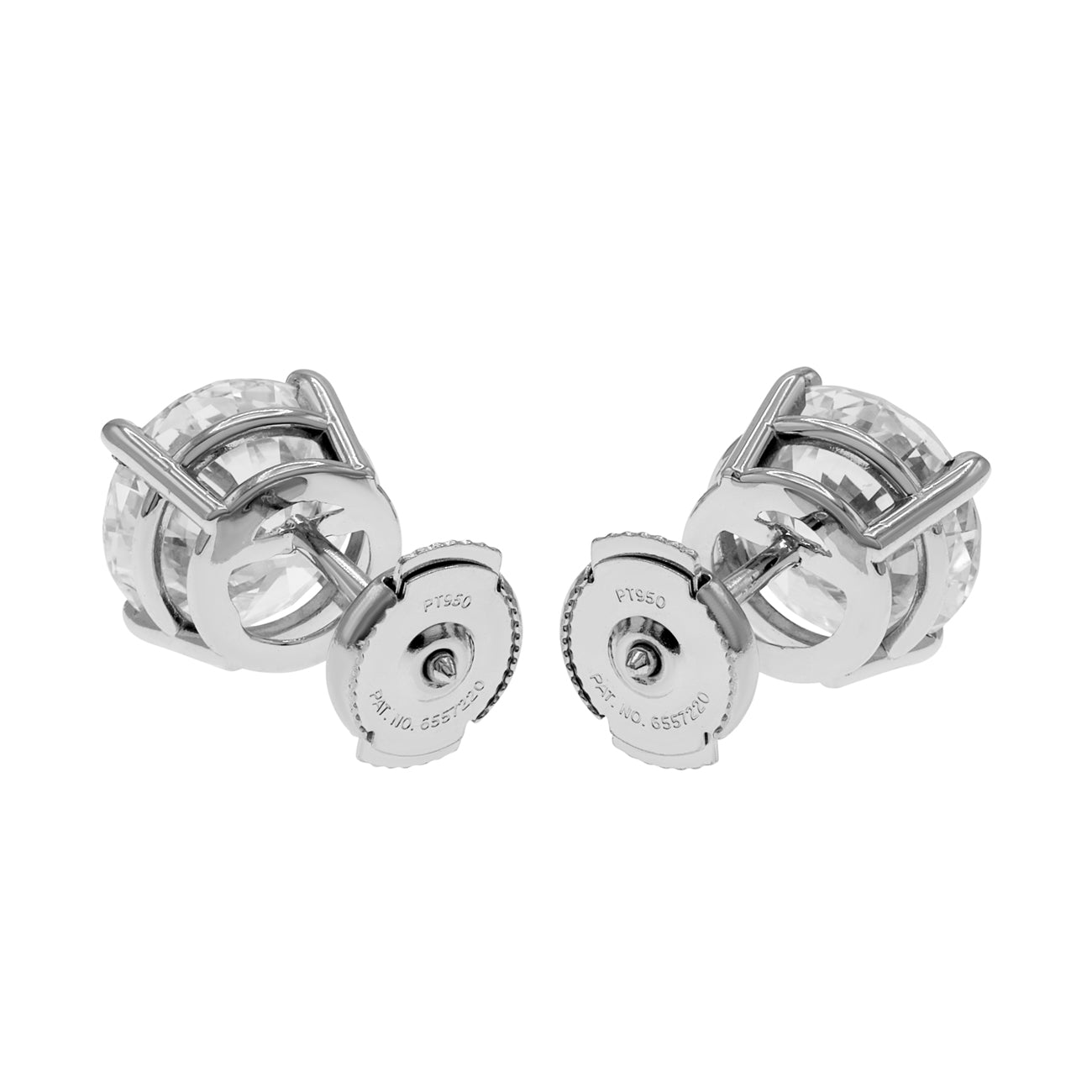 Exclusive Platinum 6.42 Carat Diamond Earrings — Side View