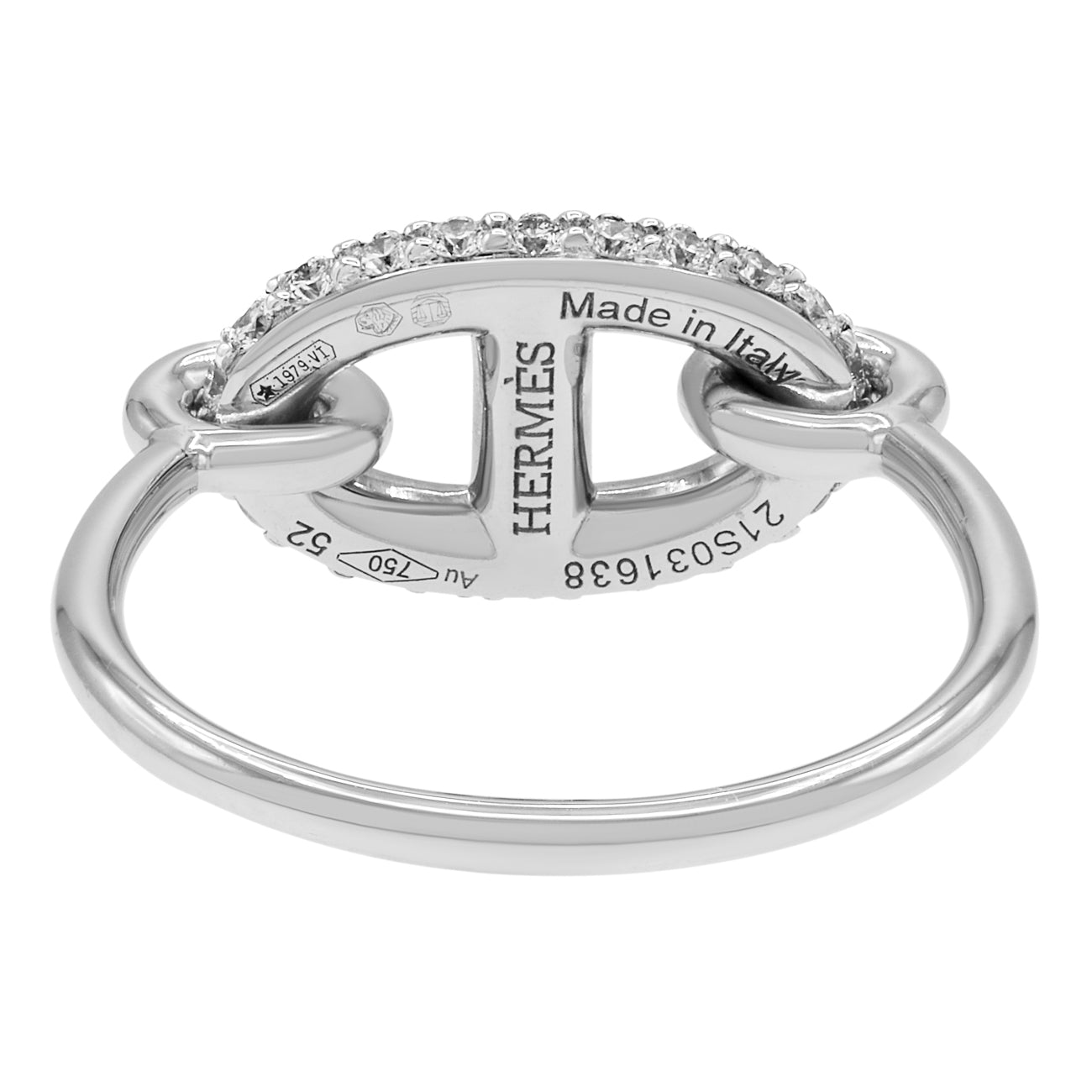 Exclusive Hermes 18K White Gold Diamond Farandole Ring — Side View