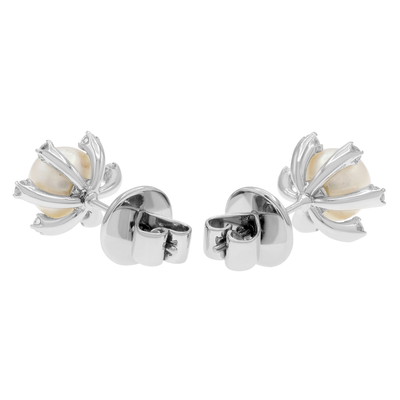 Exclusive 14K White Gold Akoya Pearl Earrings — Side View