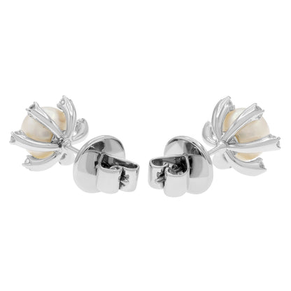 Exclusive 14K White Gold Akoya Pearl Earrings — Side View