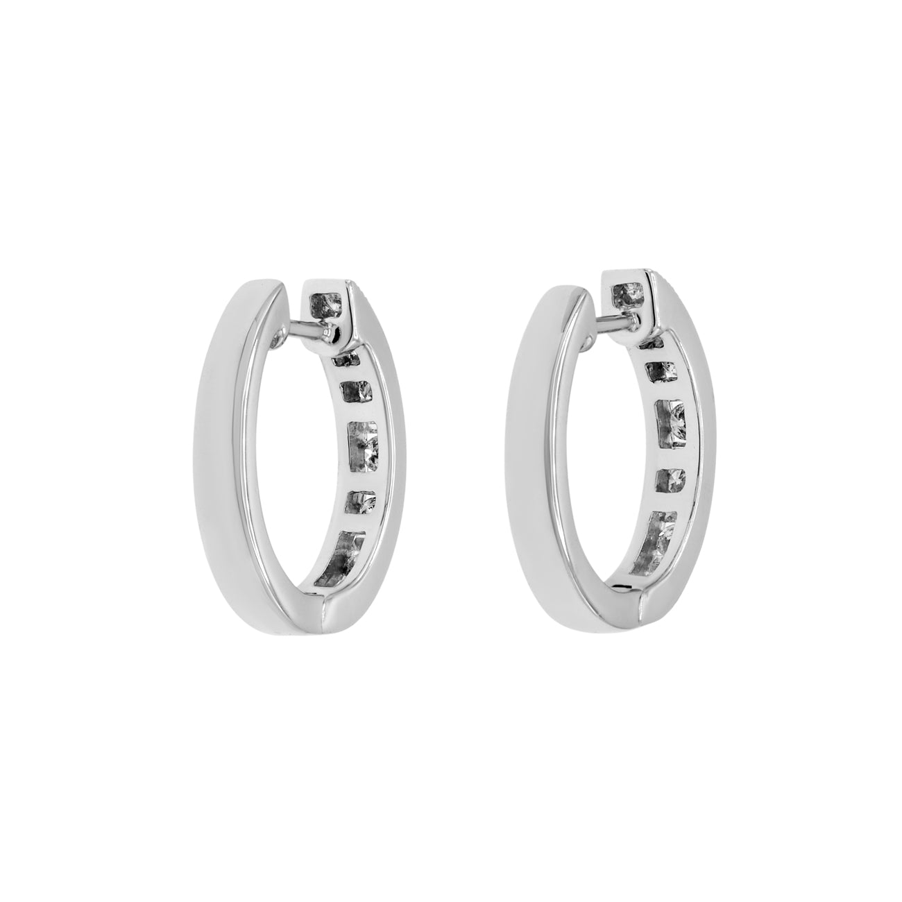 Exclusive 14K White Gold 0.52 Carat Diamond Hoop Earrings — Side View