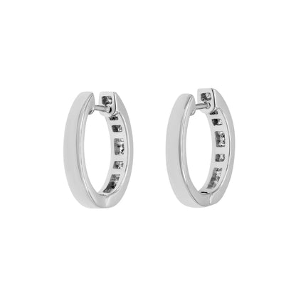 Exclusive 14K White Gold 0.52 Carat Diamond Hoop Earrings — Side View
