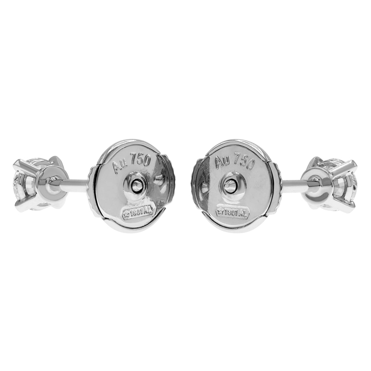 Exclusive Cartier 18K White Gold 0.37 Carat Diamond Stud Earrings — Side View