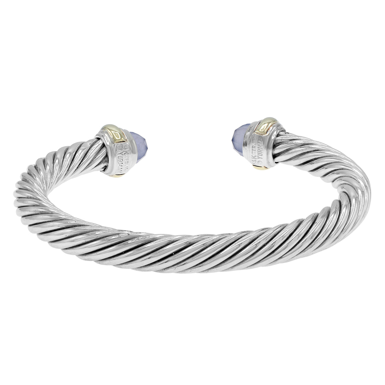 Exclusive David Yurman Sterling Silver 14K Chalcedony 7mm Cable Classics Bracelet — Side View
