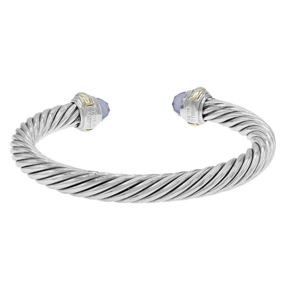 Exclusive David Yurman Sterling Silver 14K Chalcedony 7mm Cable Classics Bracelet — Side View