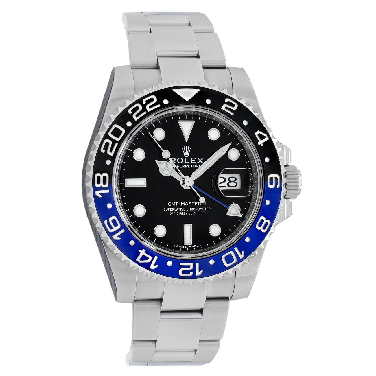 Exclusive Rolex Stainless Steel GMT Master II Batman 116710BLNR — Front View