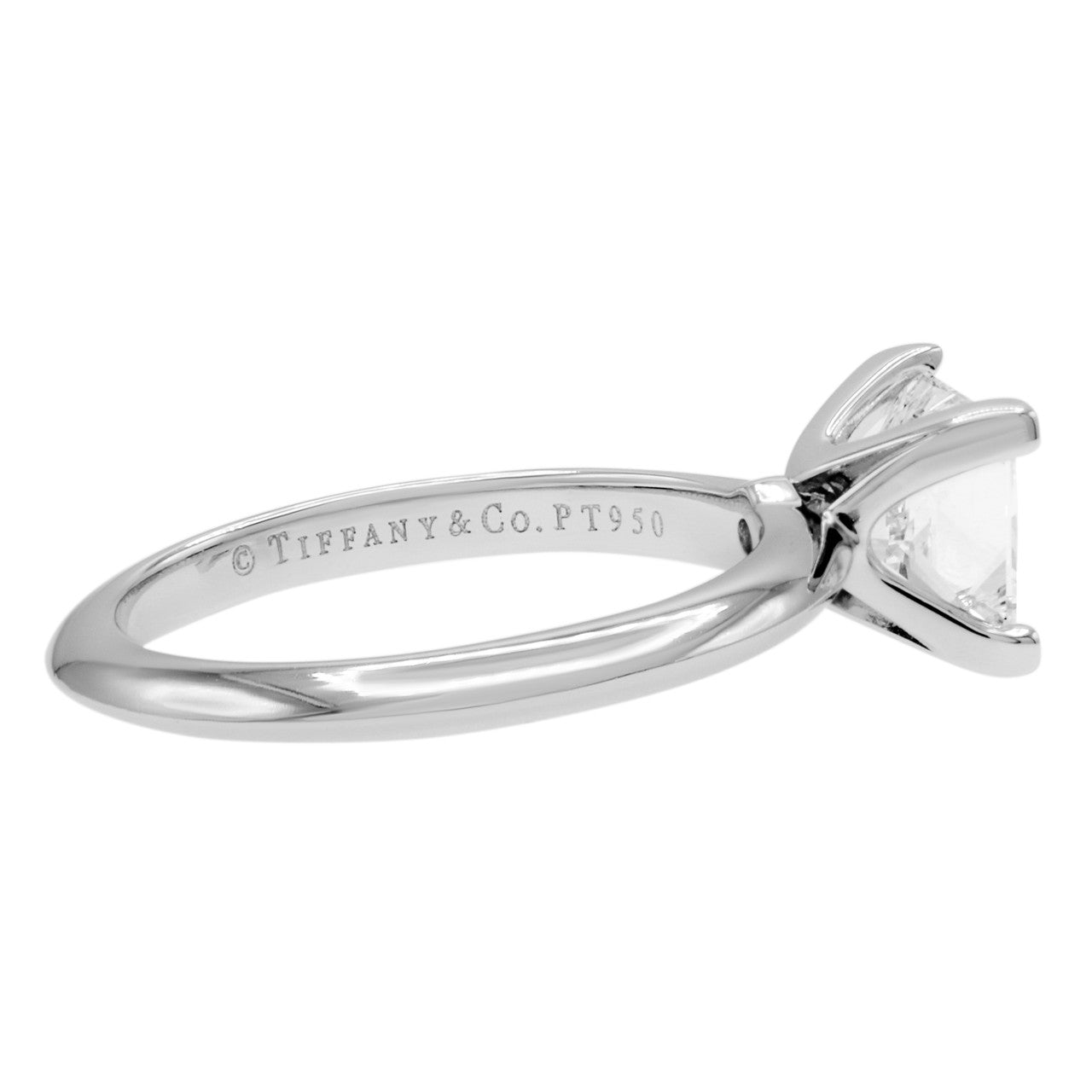 Exclusive Tiffany & Co. Platinum 1.13 Carat Princess-cut Diamond Engagement Ring — Side View