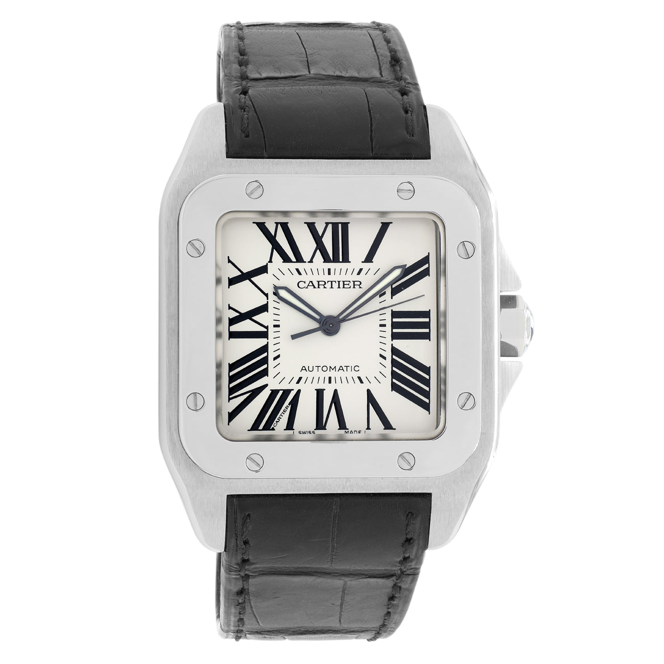 Exclusive Cartier Stainless Steel Santos 100 Large Automatic W20073X8 — Front View