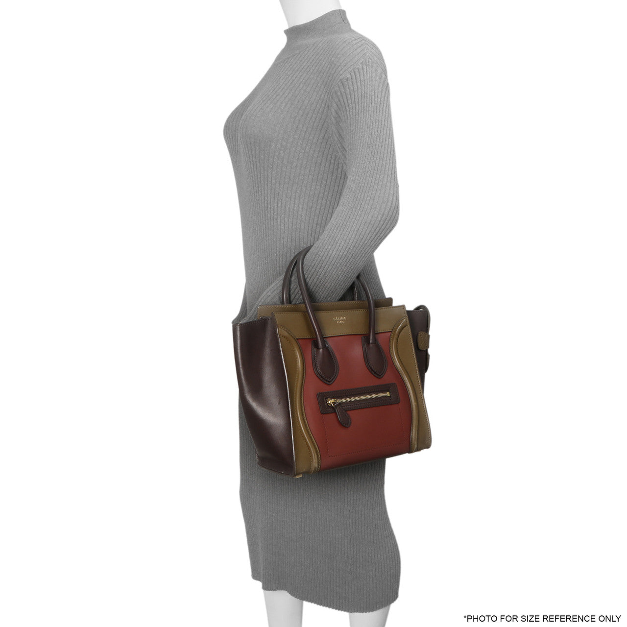 Exclusive Celine Tricolor Smooth Calfskin Mini Luggage Tote — Alternate View 13