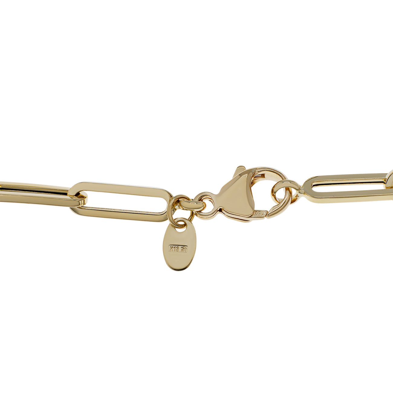 Exclusive 18K Yellow Gold Paperclip Link Bracelet — Side View