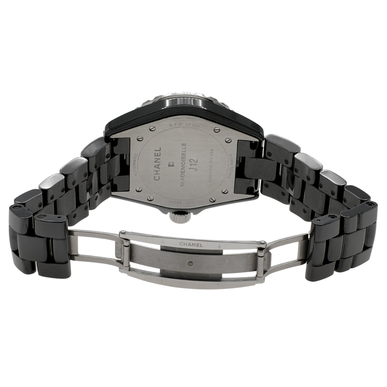 Exclusive Chanel Black Ceramic J12 Mademoiselle Automatic H5242 — Top View
