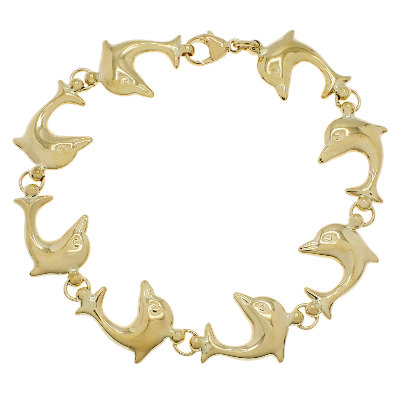 Exclusive 14K Yellow Gold Dolphin Link Bracelet — Front View