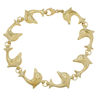 Exclusive 14K Yellow Gold Dolphin Link Bracelet — Front View