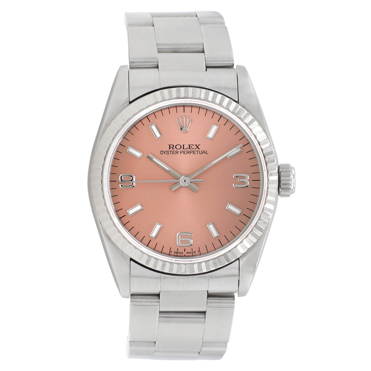 Exclusive Rolex Stainless Steel White Gold Oyster Perpetual 31 67514 — Front View