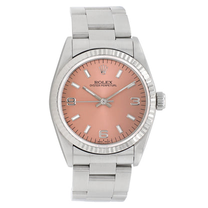 Exclusive Rolex Stainless Steel White Gold Oyster Perpetual 31 67514 — Front View