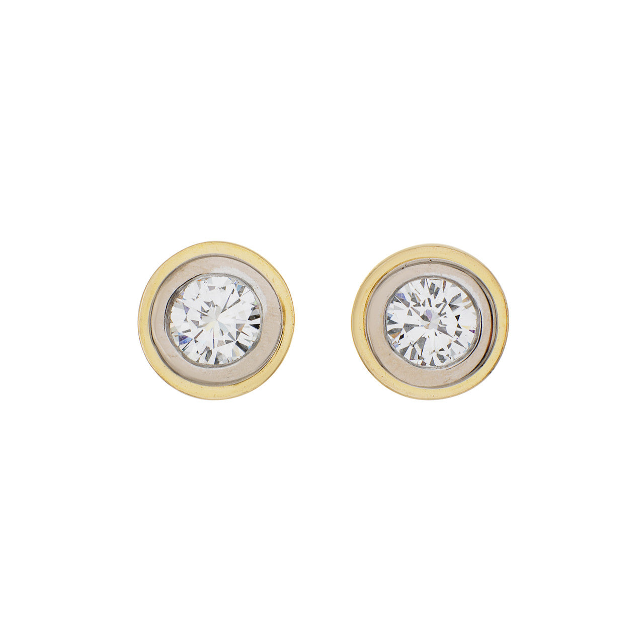 Exclusive 18K Yellow Gold 1.00 Carat Diamond Stud Earrings — Front View