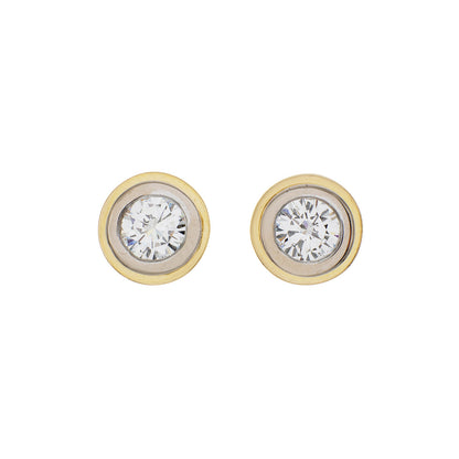 Exclusive 18K Yellow Gold 1.00 Carat Diamond Stud Earrings — Front View