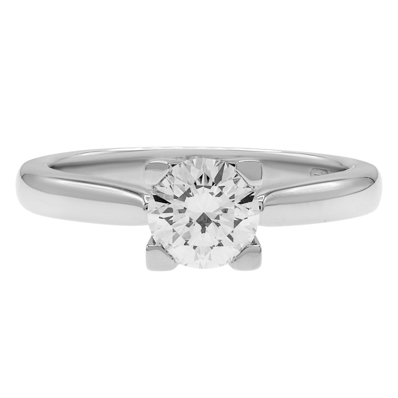 Exclusive Harry Winston Platinum HW Logo Diamond Engagement Ring — Front View