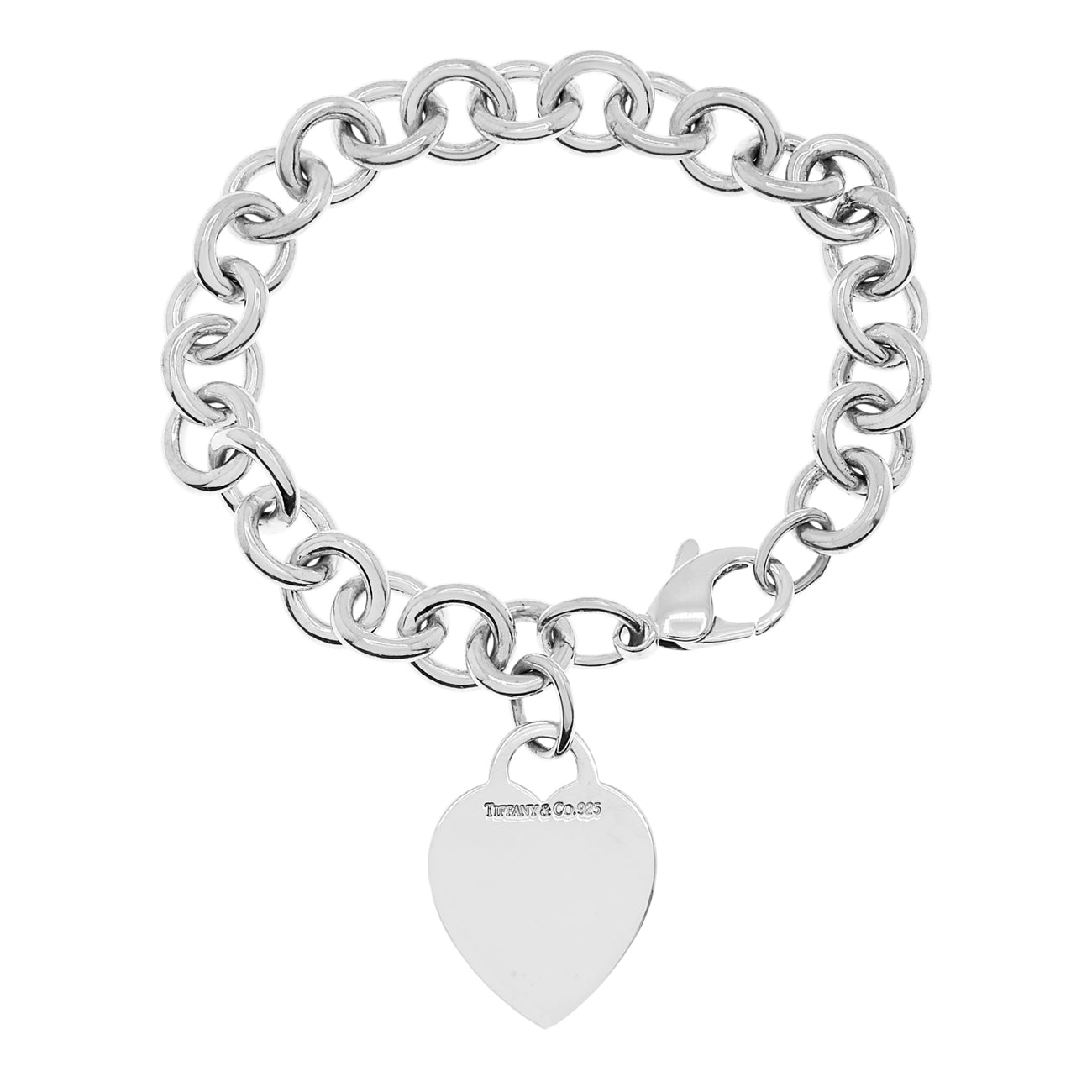 Exclusive Tiffany & Co. Sterling Silver Heart Tag Charm Bracelet — Front View