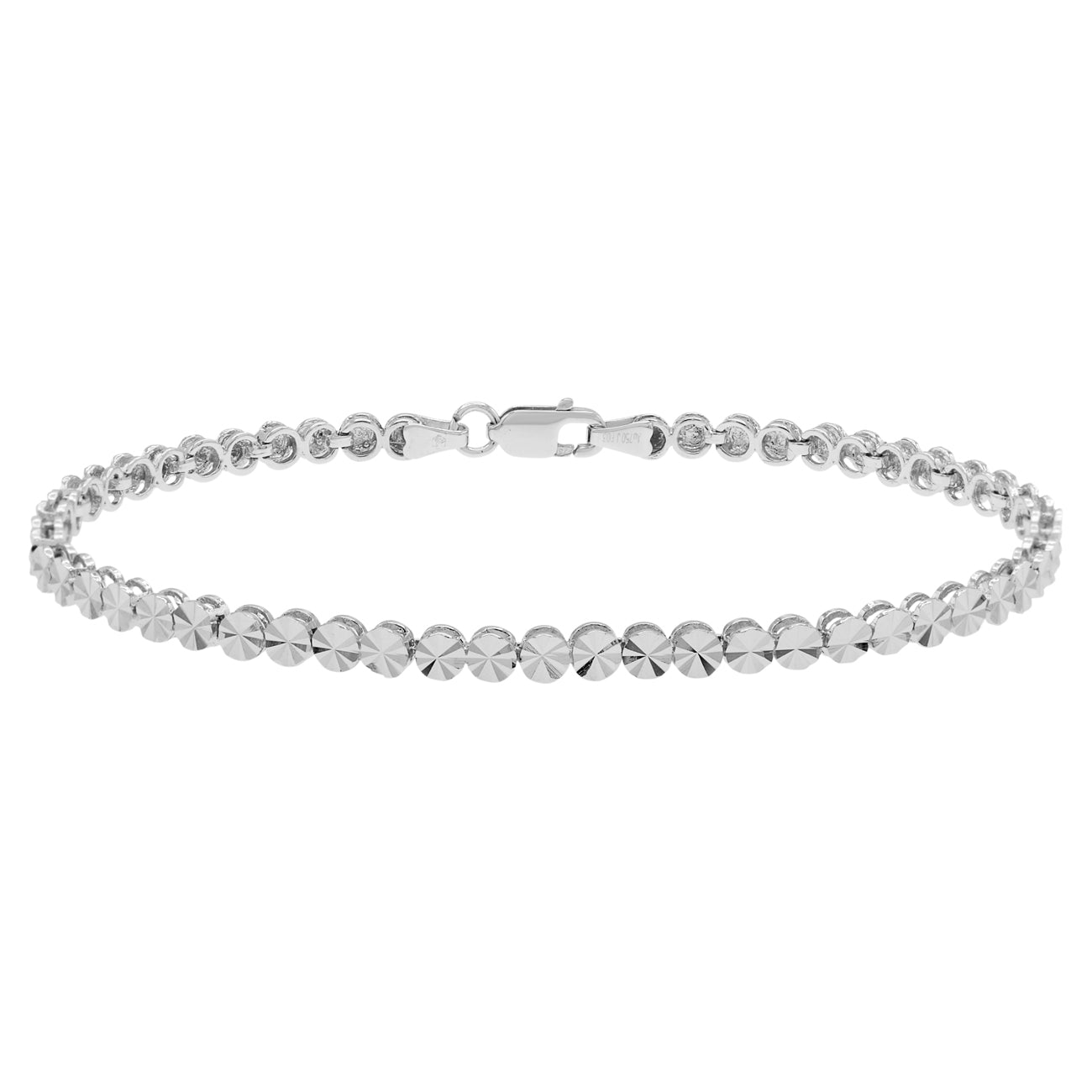 Exclusive 18K White Gold Diamond Cut Bracelet — Front View