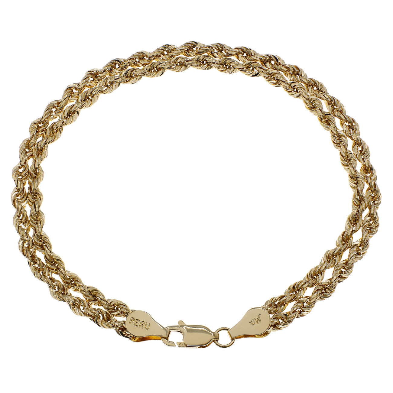 Exclusive 14K Yellow Gold Double Rope Bracelet — Front View