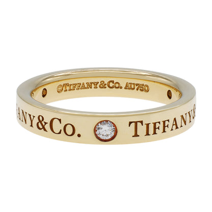 Exclusive Tiffany & Co 18K Yellow Gold Diamond 3mm Band Ring — Front View