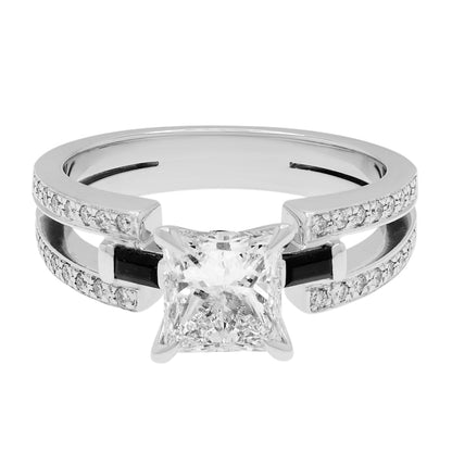 Exclusive 18K White Gold 1.20 Carat Princess Diamond Ring — 4.5 — Front View