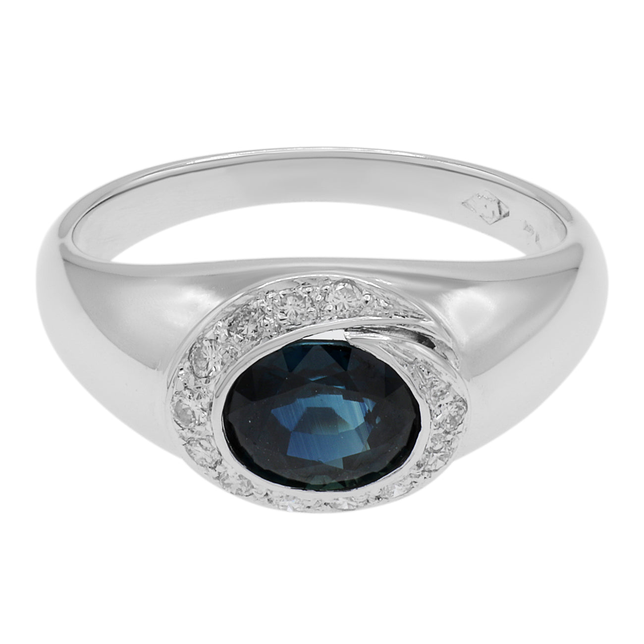 Exclusive 18K White Gold 0.60 Carat Sapphire Ring — 3.25 — Front View