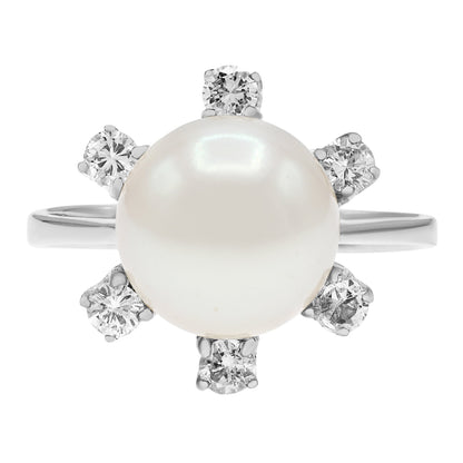 Exclusive 14K White Gold Akoya Pearl Ring — 4 — Front View