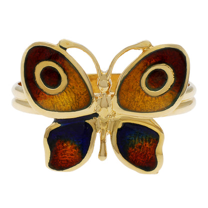 Exclusive 18K Yellow Gold Enamel Butterfly Ring — 5.75 — Front View
