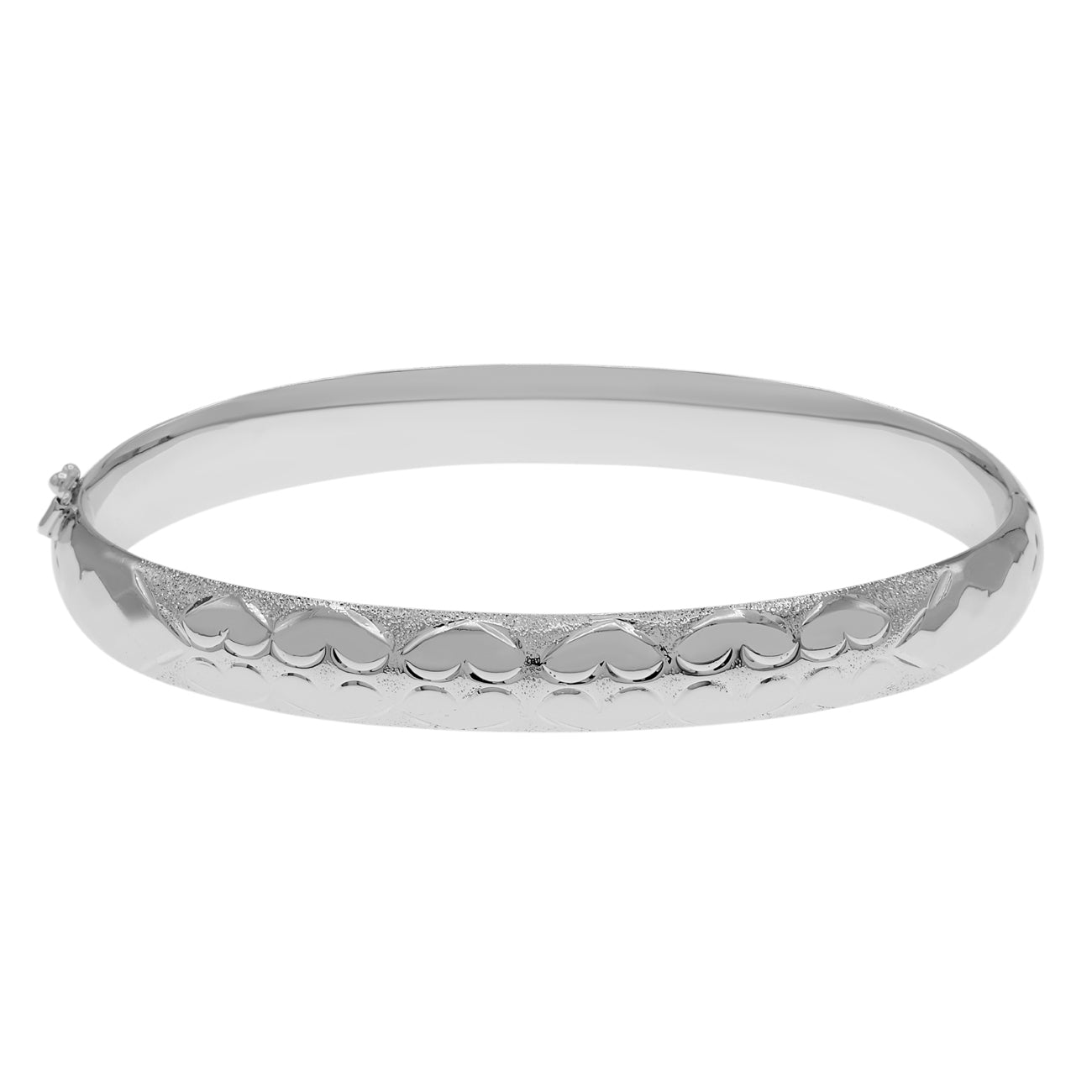 Exclusive Platinum Heart Bangle — Front View
