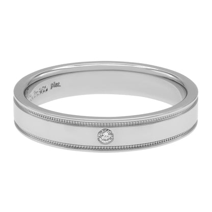 Exclusive Tiffany & Co. Platinum Diamond Double Milgrain Band Ring — Front View
