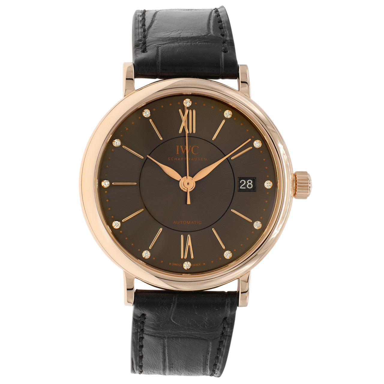 Exclusive IWC 18K Rose Gold Portofino 37 Automatic Watch IW458106 — Front View
