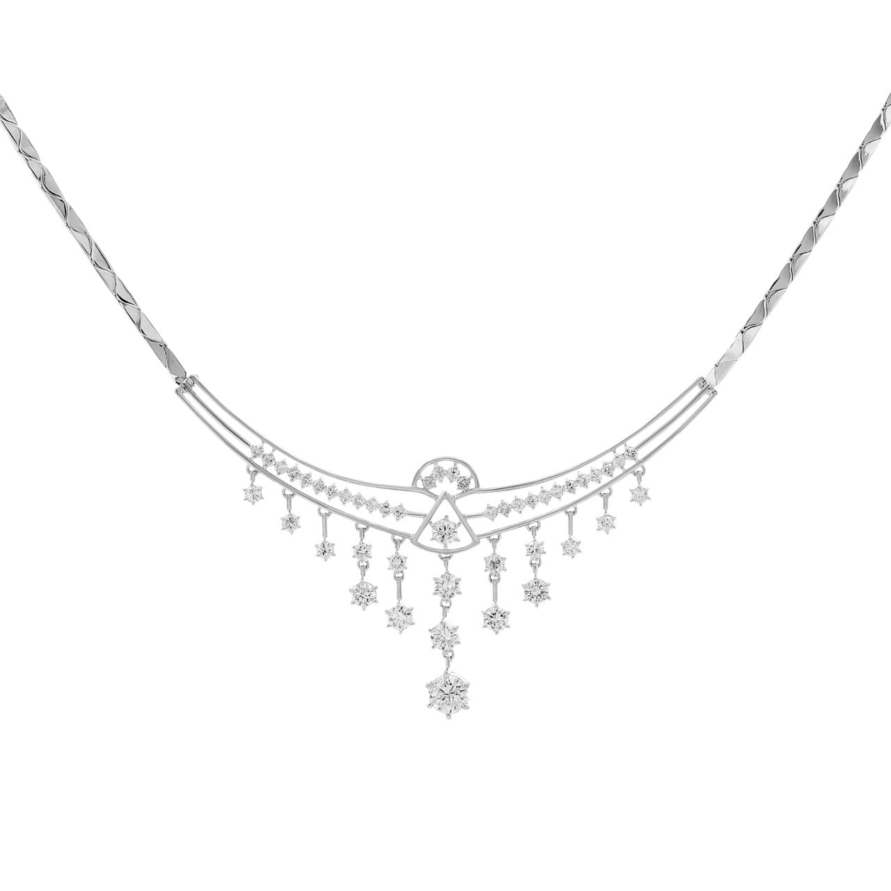 Exclusive 14K White Gold 3.75 Carat Diamond Lavaliere Necklace — Front View