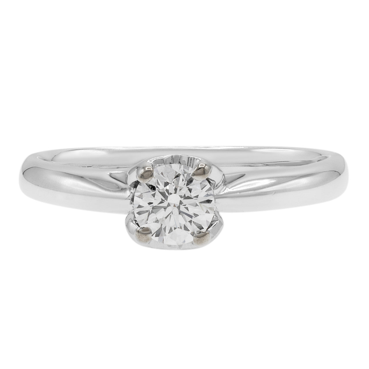 Exclusive 18K White Gold 0.30 Carat Diamond Solitaire Ring — 3.5 — Front View