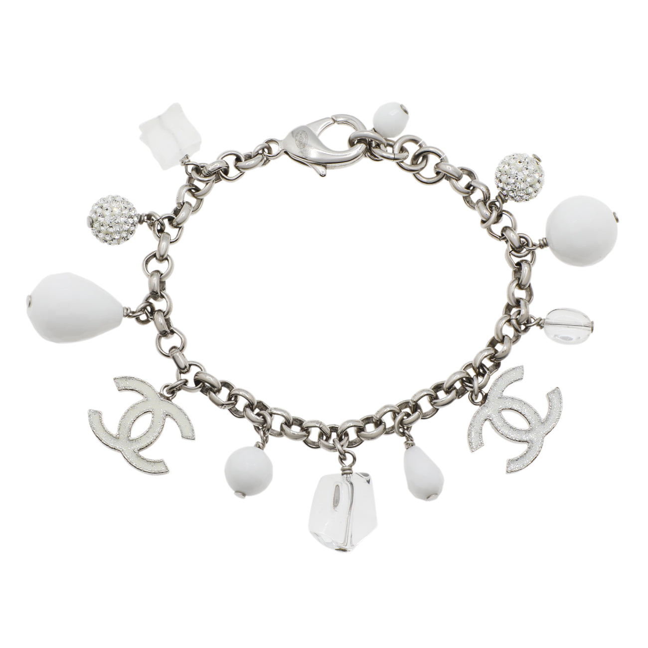 Exclusive Chanel CC Crystal Charm Bracelet — Front View