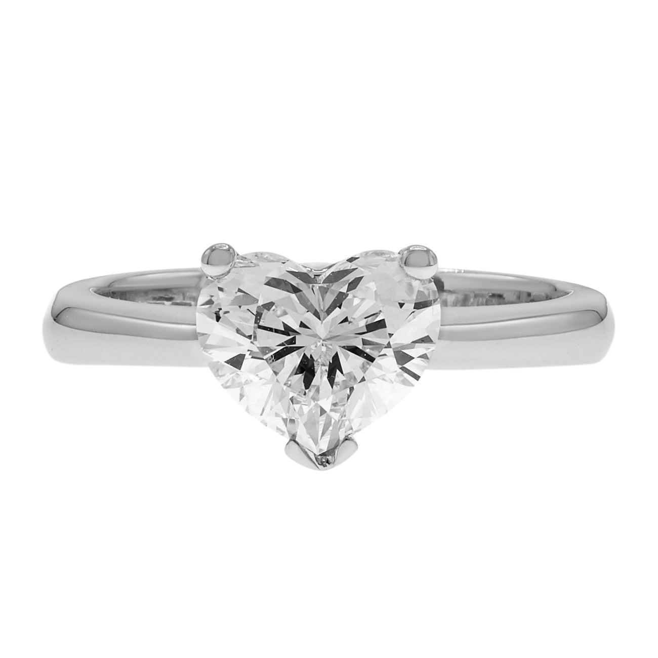 Exclusive 18K White Gold 1.04 Carat Heart Shaped Diamond Solitaire Ring — Front View