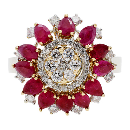 Exclusive 18K White Gold 2.52 Carat Ruby Diamond Blossom Ring — 5.75 — Front View