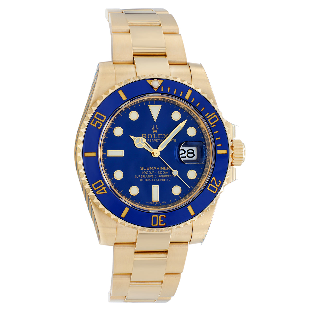 Exclusive Rolex 18K Yellow Gold Submariner Date 116618LB — Front View