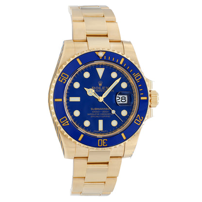 Exclusive Rolex 18K Yellow Gold Submariner Date 116618LB — Front View