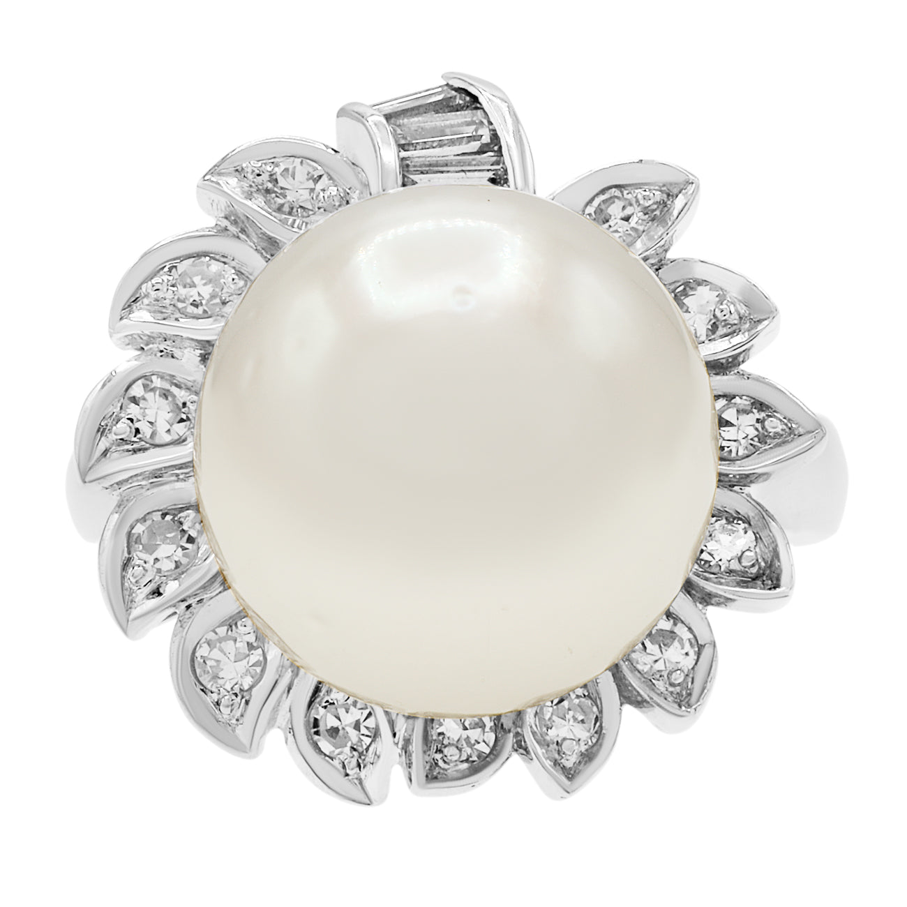 Exclusive 18K White Gold South Sea Pearl Ring — 3.25 — Front View