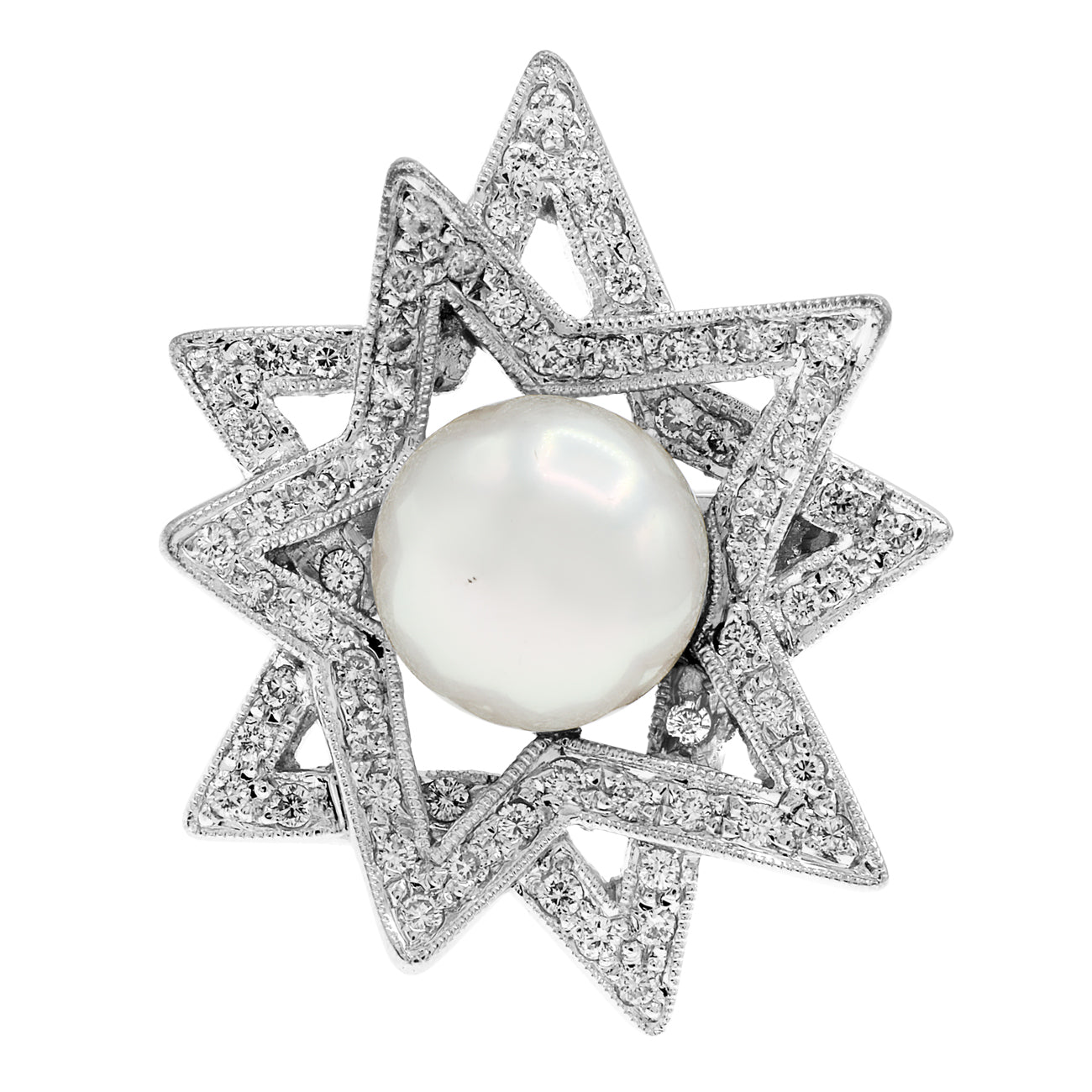 Exclusive 18K White Gold Akoya Pearl Ring — 4 — Front View