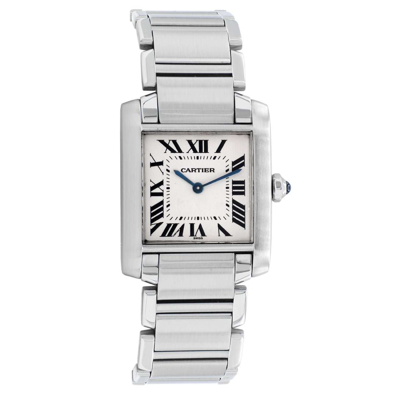 Exclusive Cartier Stainless Steel Tank Francaise 2301 — Front View