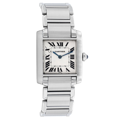 Exclusive Cartier Stainless Steel Tank Francaise 2301 — Front View