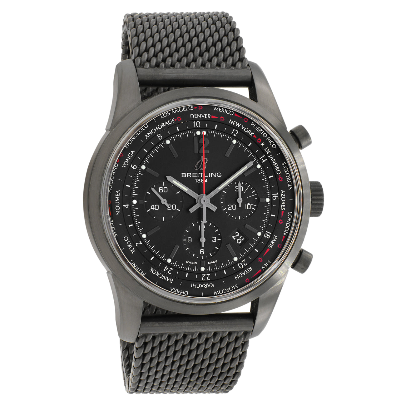 Exclusive Breitling PVD Stainless Steel Transocean Unitime Pilot MB0510U6 — Front View