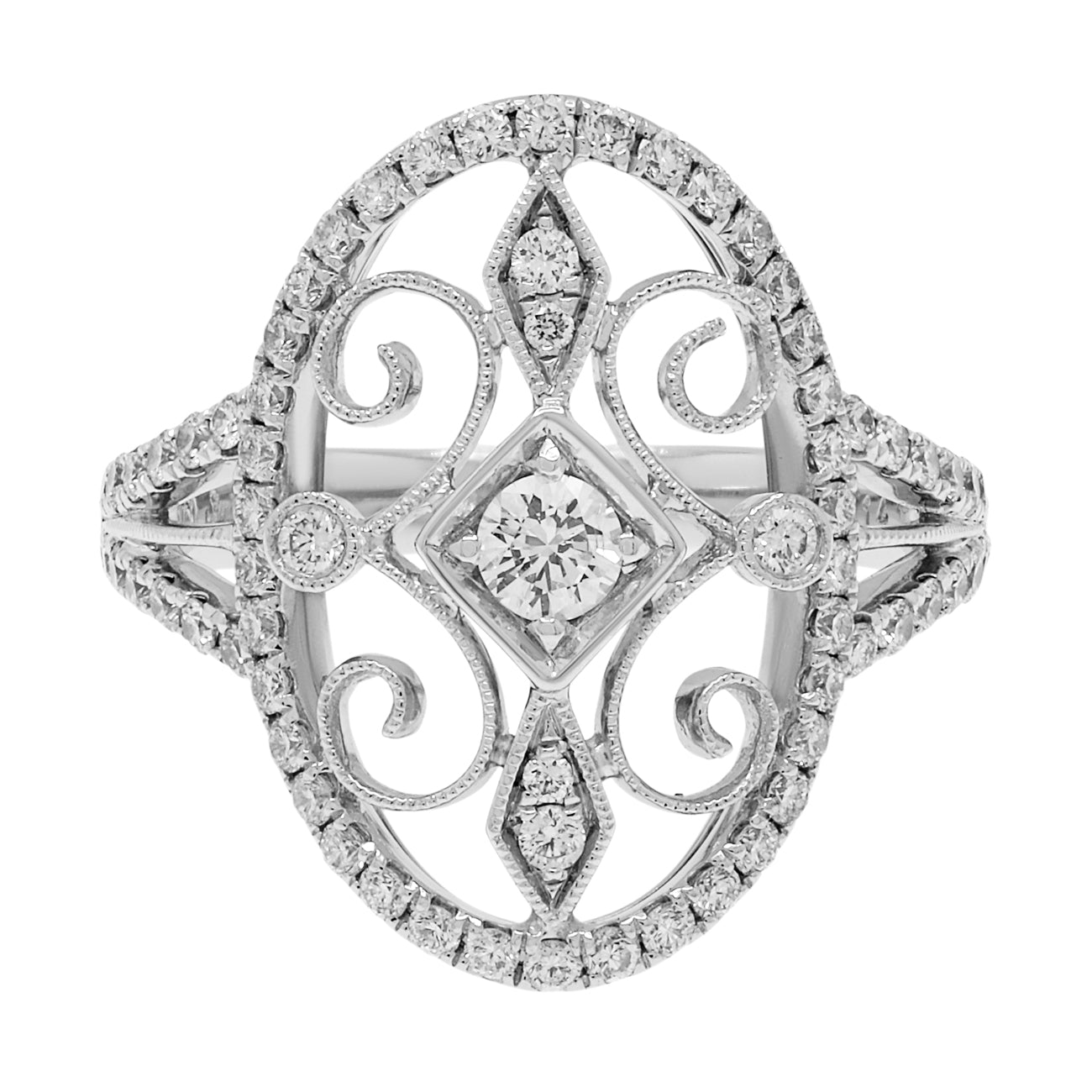 Exclusive 18K White Gold 0.74 Carat Diamond Ring — 4.75 — Front View