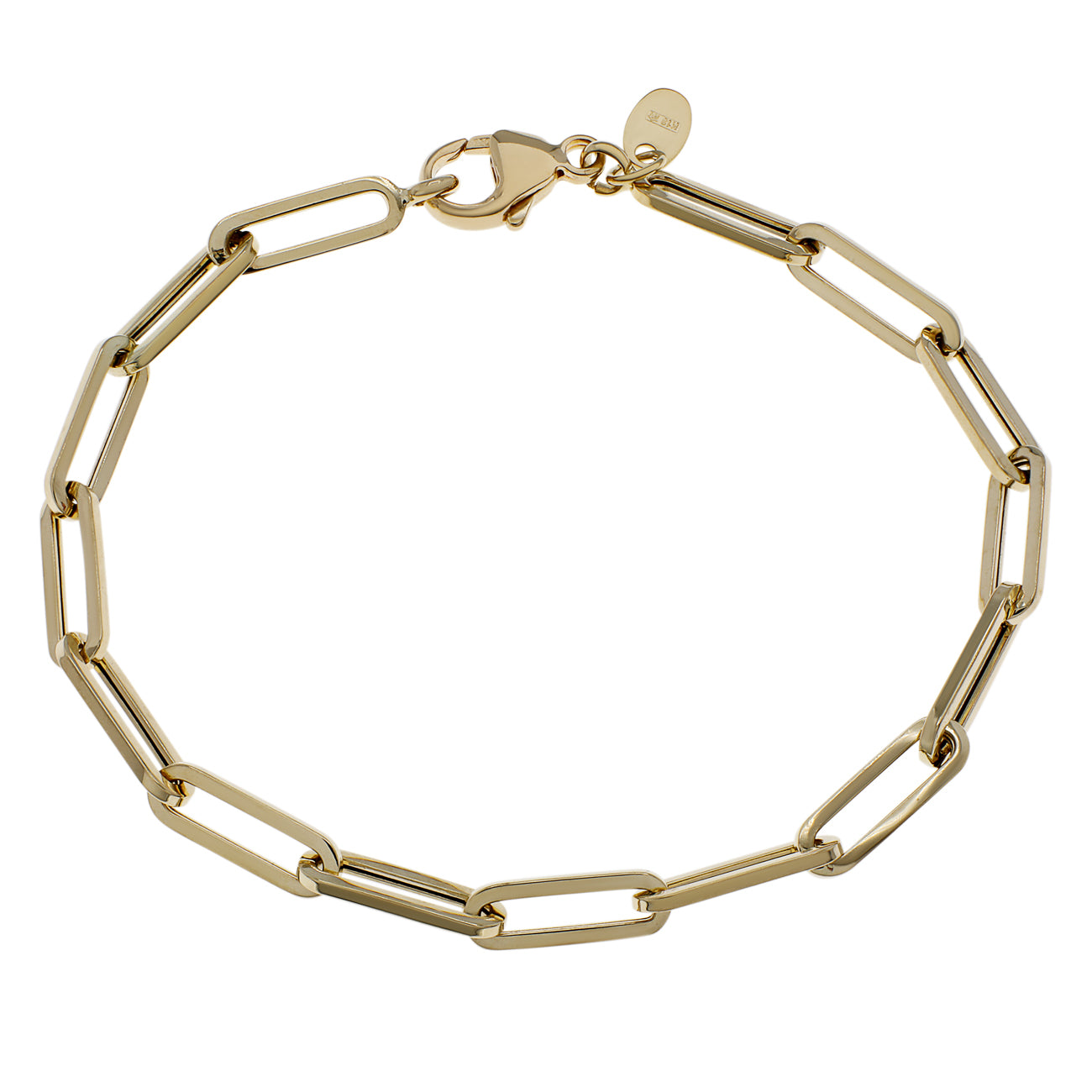 Exclusive 18K Yellow Gold Paperclip Link Bracelet — Front View