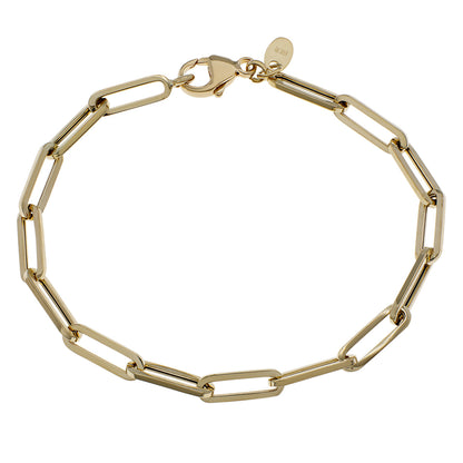 Exclusive 18K Yellow Gold Paperclip Link Bracelet — Front View