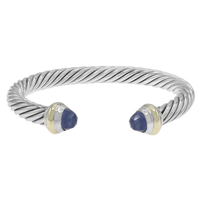 Exclusive David Yurman Sterling Silver 14K Chalcedony 7mm Cable Classics Bracelet — Front View