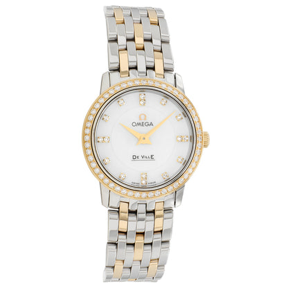 Exclusive Omega Stainless Steel 18K Yellow Gold Diamond De Ville Prestige 413.25.27.60.55.001 — Front View